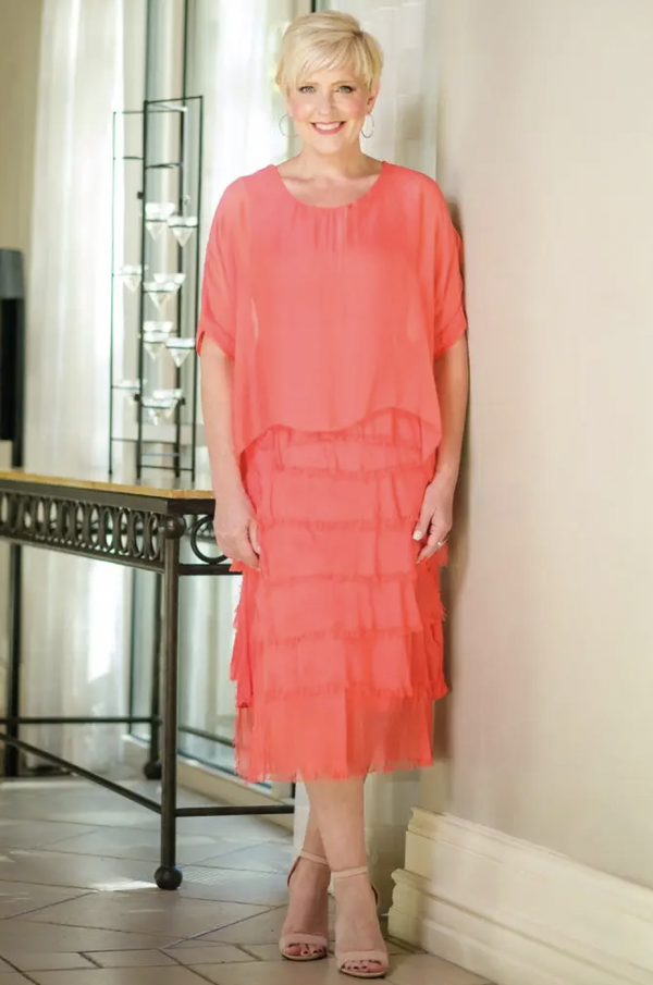 Coral Tier 3/4 Dress