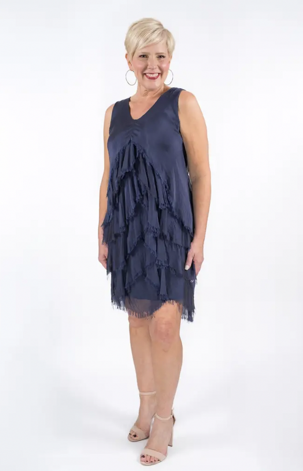 Navy Flounce Dress
