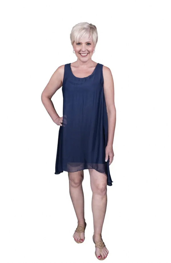 Navy Silk Aline Dress