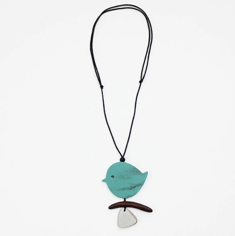 Turquoise Robin On a Branch Necklace