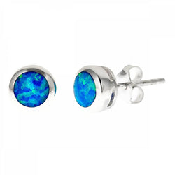 Blue Opal Stud Earring
