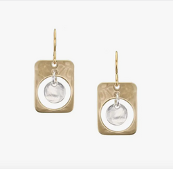 Rectangle with Hanging Disc Earring