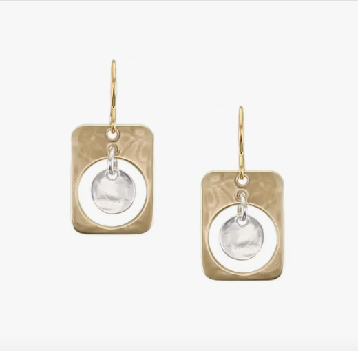 Rectangle with Hanging Disc Earring
