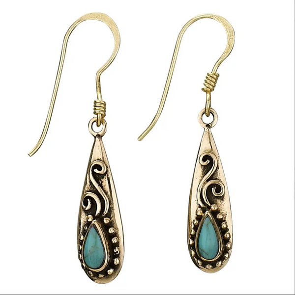 Tranquil Turquoise Bronze Earring