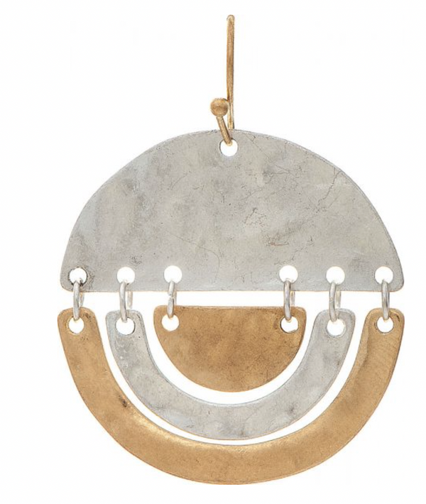 Two Tone Half Circles Earring