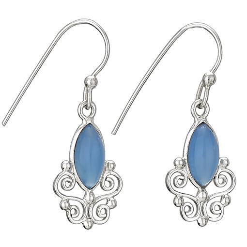 Silver Swirl Chalcedony Dangle