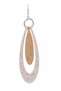 Two Tone Gold Center Oval Earring