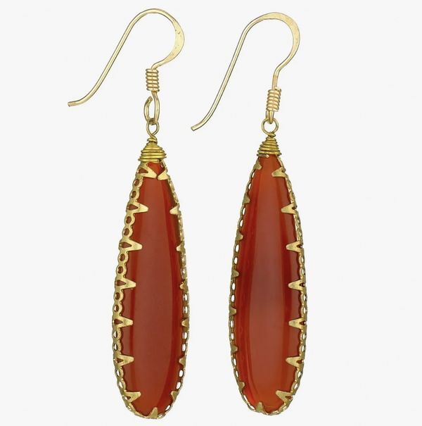 Carnelian Brass Earring