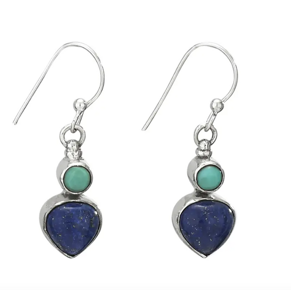 Playful Day Turquoise and Lapis Sterling Silver Earring