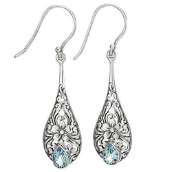 Floral & Blue Topaz Dangle