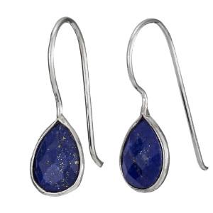 Facted Lapis Tear Earring