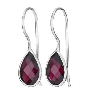 Facted Garnet Tear Earring
