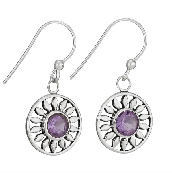 Shining Petals Sterling Silver and Amethyst Earring