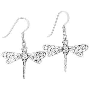 Med Sterling Dragonfly Earring