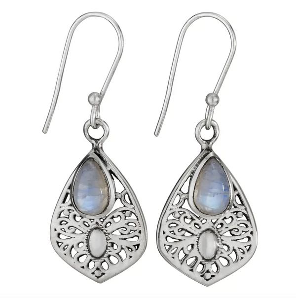 Raindrops and Rainbows Sterling Silver Moonstone Earring