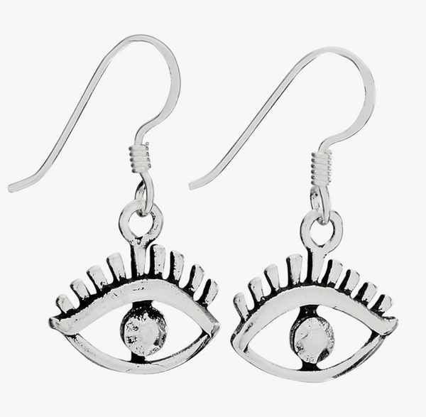 Wide Eyed Sterling Silver Dangle Earrings