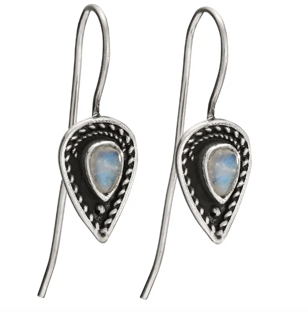 Rainbow Drops Sterling Silver Rainbow Moonstone Earring