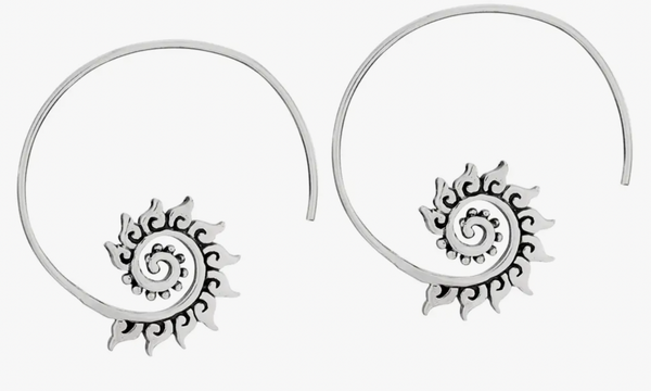 Flaming Spiral Sterling Silver Earring