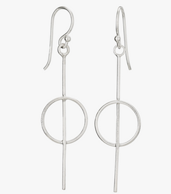 Circle On A Stick Sterling Silver Earring