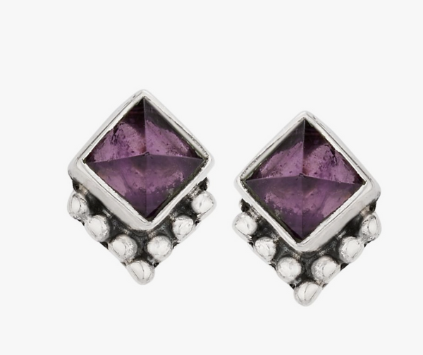 To the Point Amethyst Sterling Silver Stud Earrings