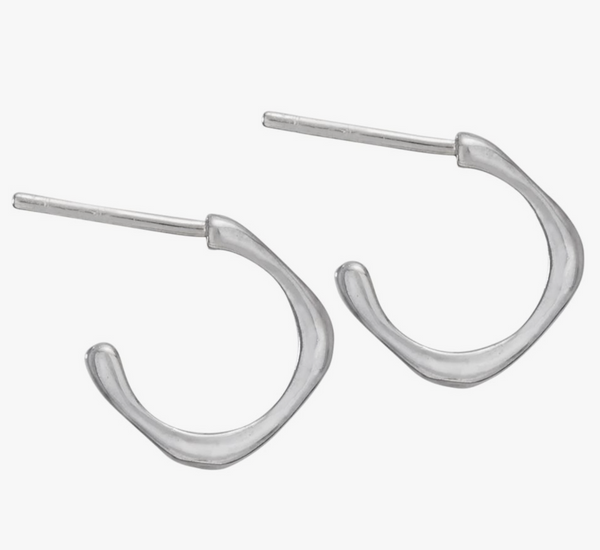 Squared Off Sterling Silver Small Hoop