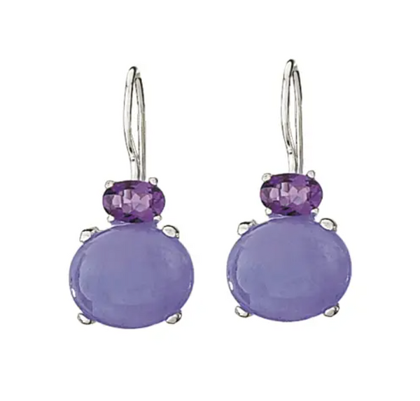 Amethyst & Jade Sterling Silver Earring