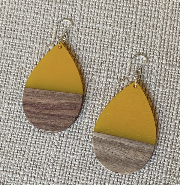Yellow Wood Earring