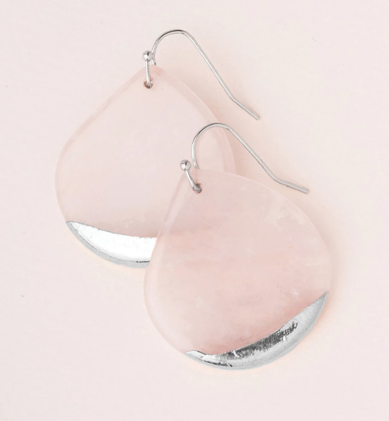 Rose Quartz Silver Dip Earring