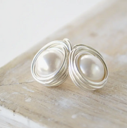 Pearl Wire Wrapped Earrings