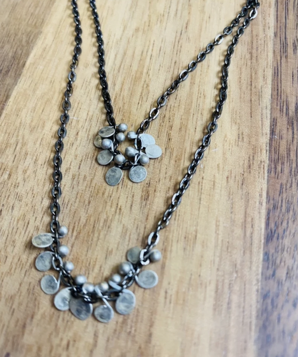 Oxided Drops Double Necklace