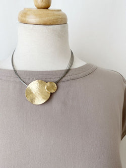 Gold Hammer Disc Necklace