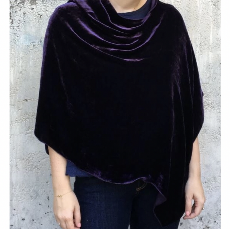 Purple Silk Velvet Poncho