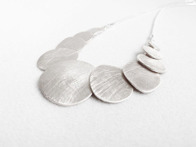 Silver Etched Disc Necklace