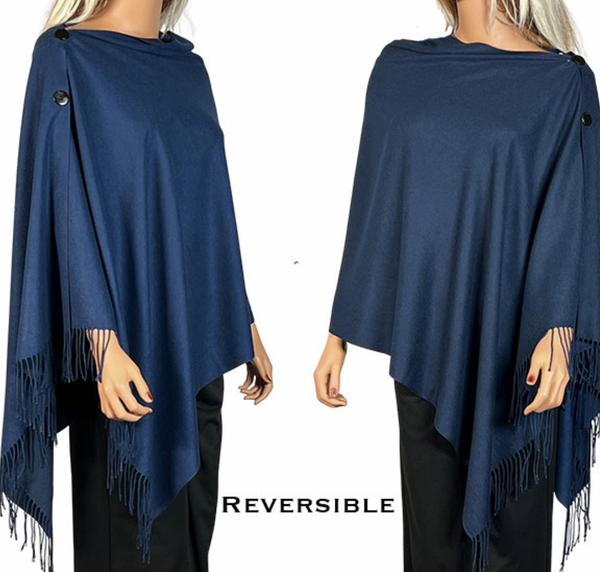 Reversible Navy Button Shawl