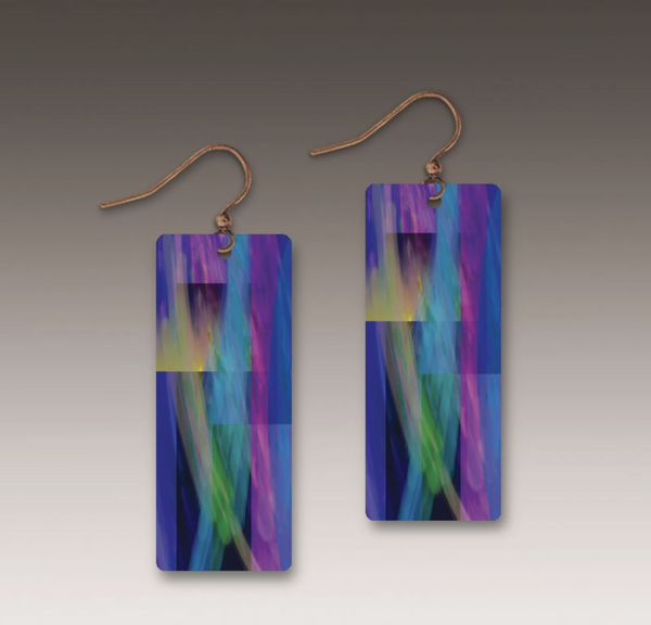 Rectangle Purple and Blue Earrings