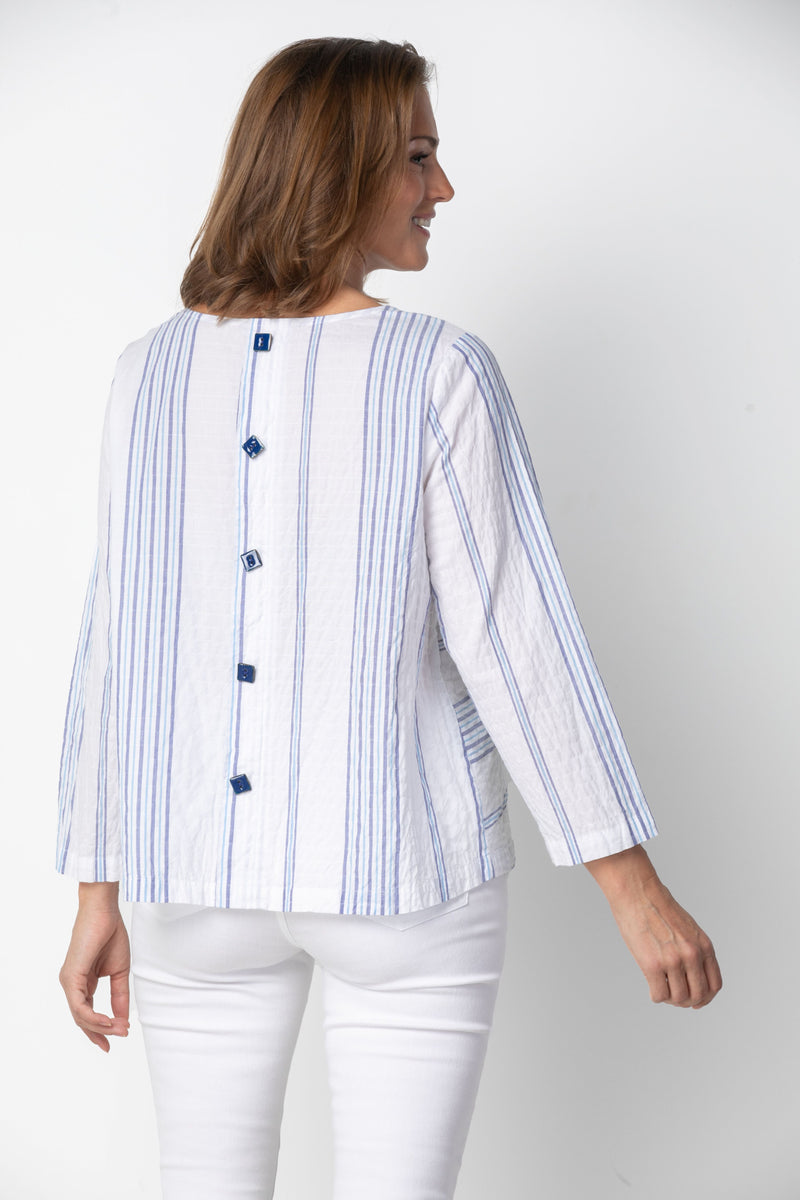 Stripe Button Pullover