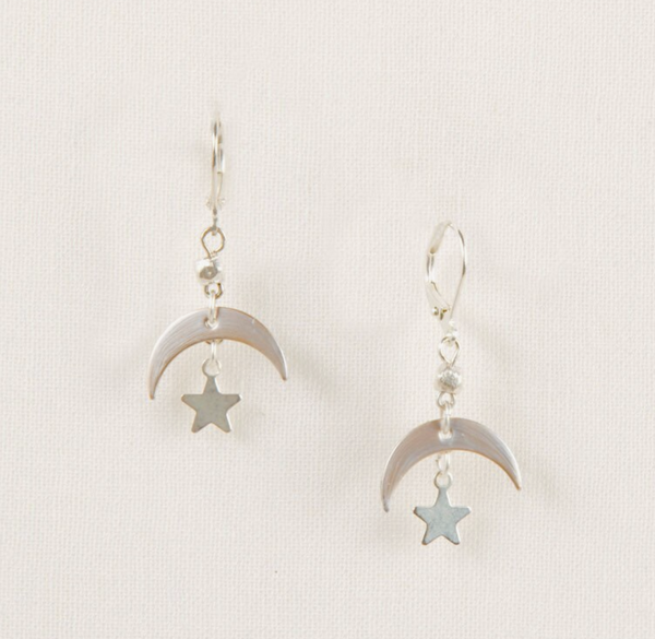 Silver Moon and Star Earring
