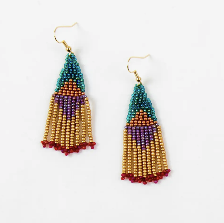 Small Graphic Fringe Earrings Moroccan