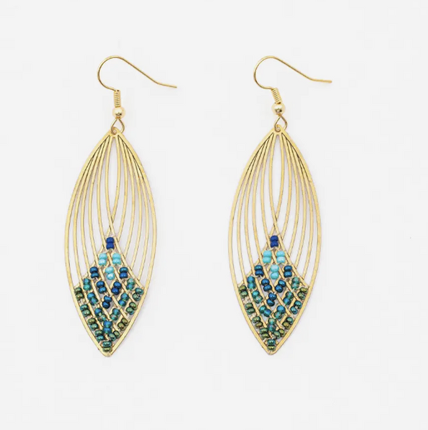 Peacock Swooping Oval Earring