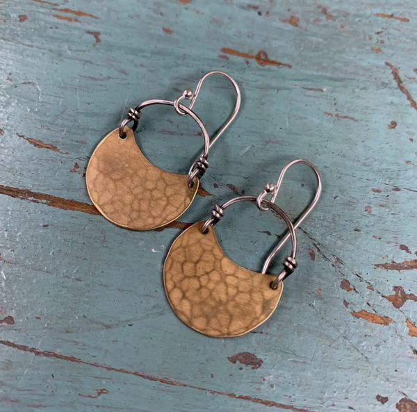 Small Brass Crescent Earring