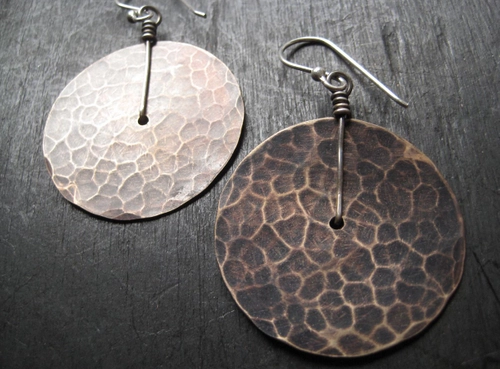 Hammered Brass Disc Earring