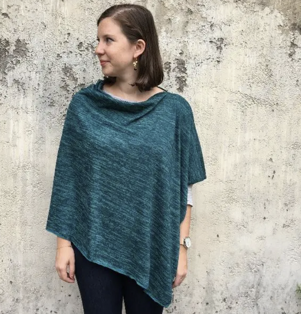 Teal Heather Jersey Poncho