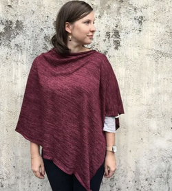 Wine Heather Jersey Poncho