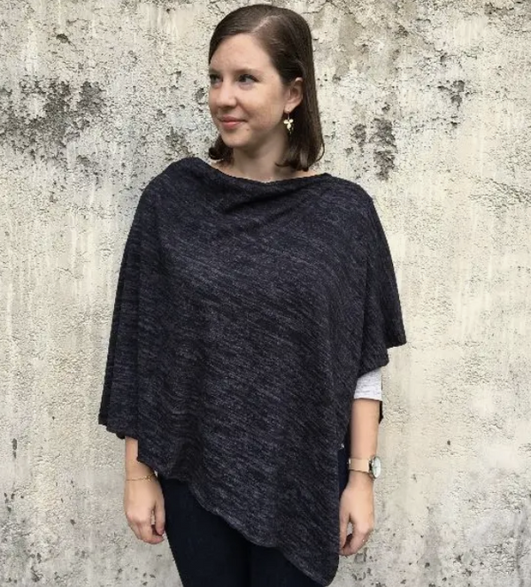 Black Heather Jersey Poncho