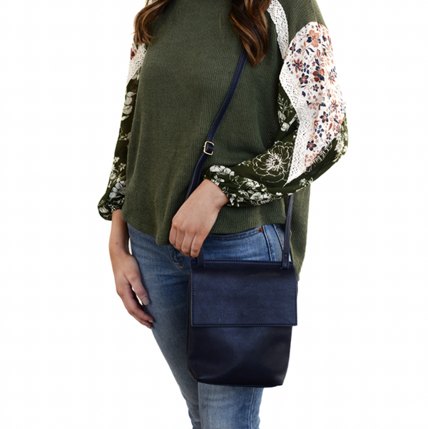 Navy Front Flap Crossbody Bag