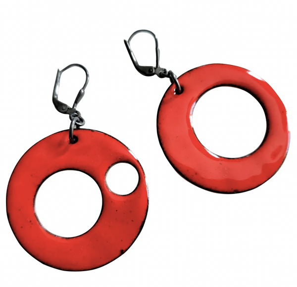 Red Enamel Sterling Earrings