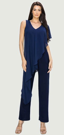 Navy Asym Chiffon Jumpsuit