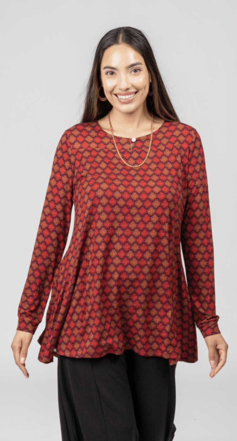 Rust Geo Rayon Tunic