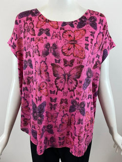 Onesize Magenta Butterflies Top