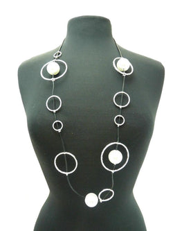 Multi Ring Necklace with Faux Pearls